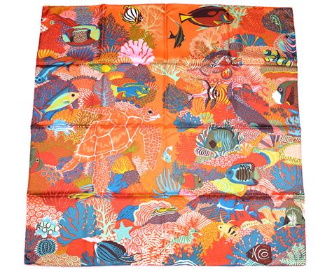 HERMES Silk Under The Waves Scarf 90 